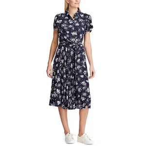 Navy Floral Midi Dress